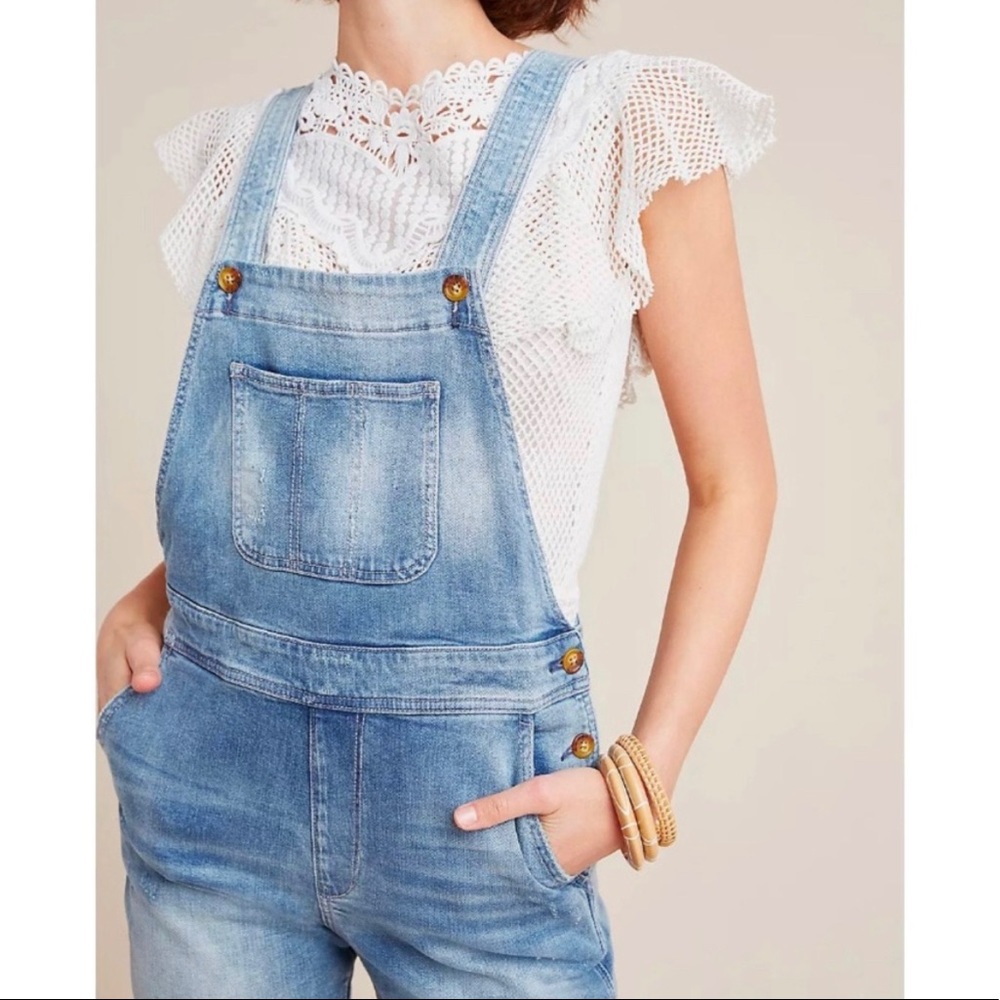 [Anthropologie] Pilcro Weekend Blue Denim Relaxed Overalls